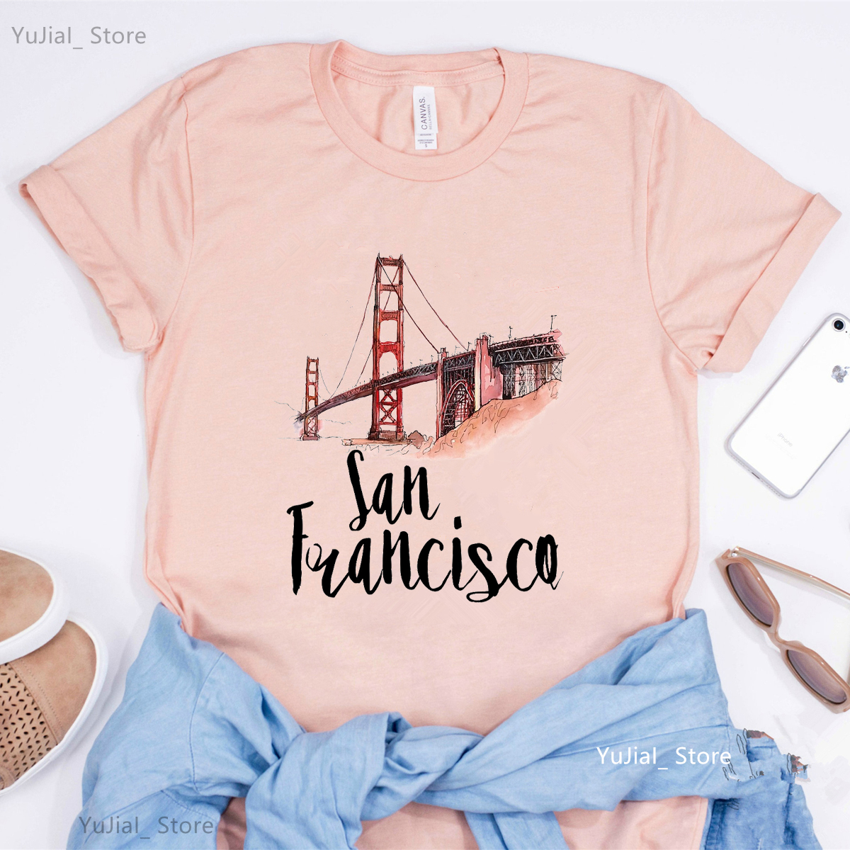 Summer Clothing London - San Francisco/New York/London/Berlin/Mexico Pink Print T