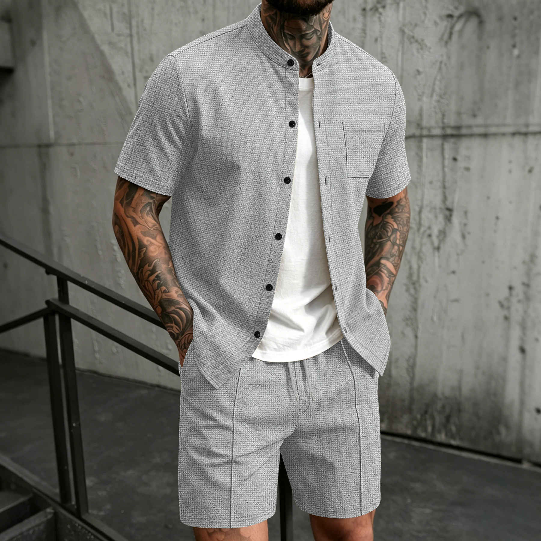 Summer Clothing Haul - Men's 2 Piece Outfit, Stand Collar