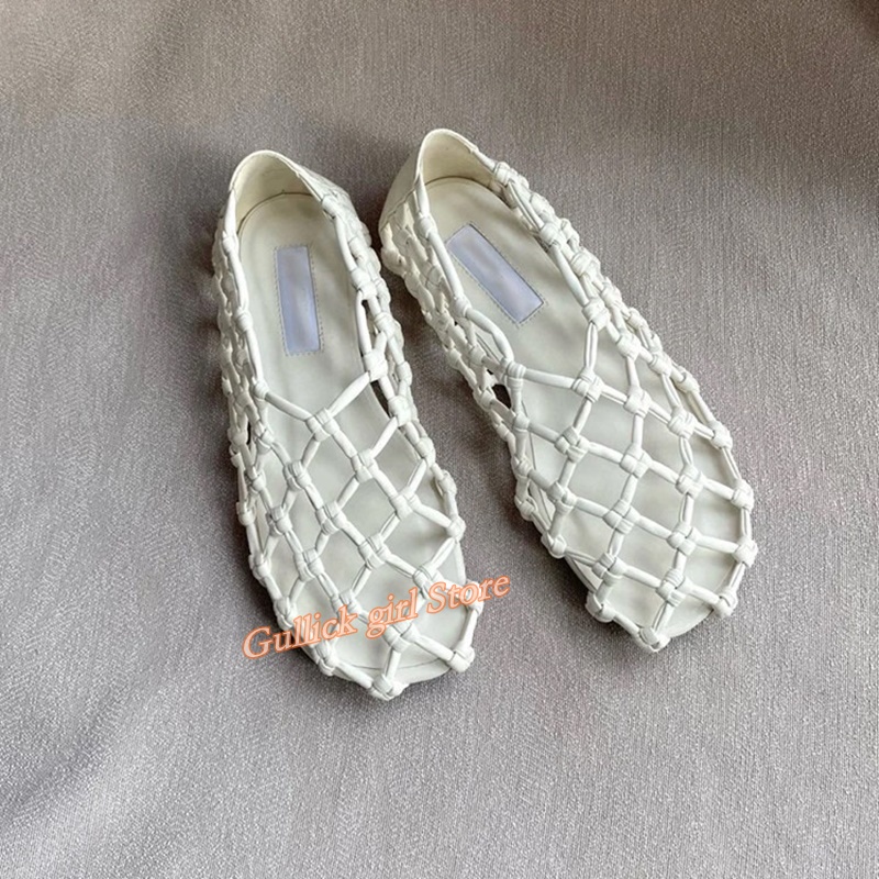 Summer Clothing Collection - French Woven Mesh Hollow flat Sandals