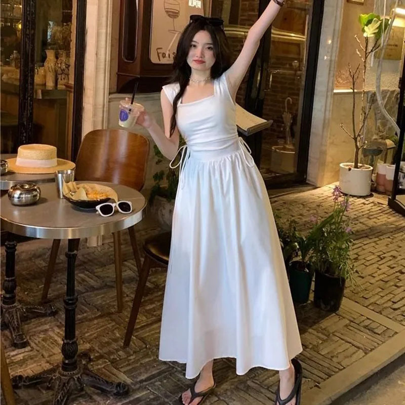 Summer Clothing Offers - French Style White Suspender Dress Woman