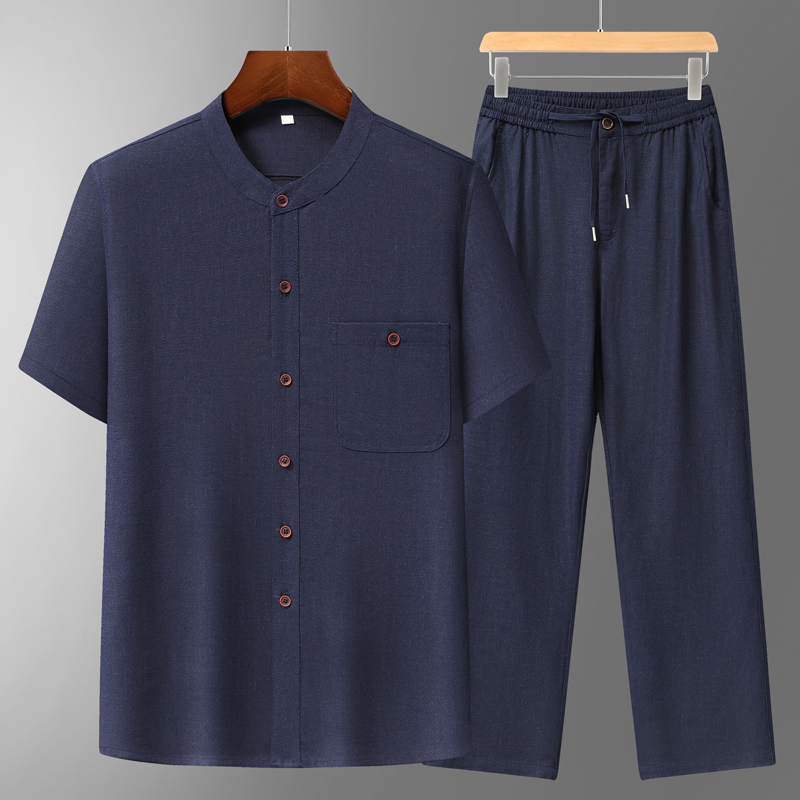 Summer Clothing Linen - Men's Cotton Linen Tang Suit Short-Sleeved
