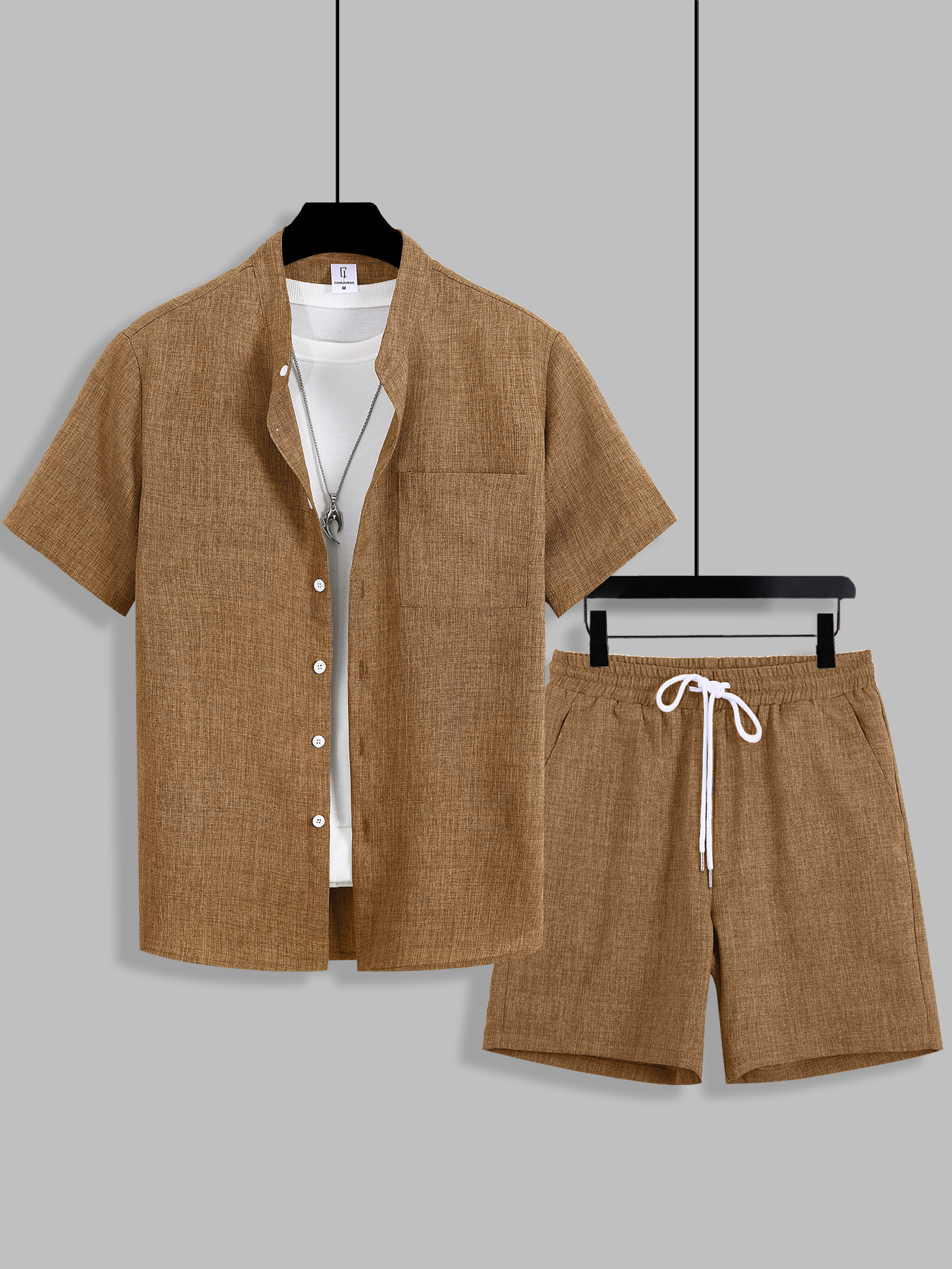 Summer Men's Cotton Linen Text - Summer Clothing Linen ulasan dan harga