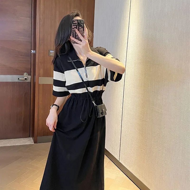 Fashion Lapel Zipper Shirring  - Summer Clothing Young Women ulasan dan harga