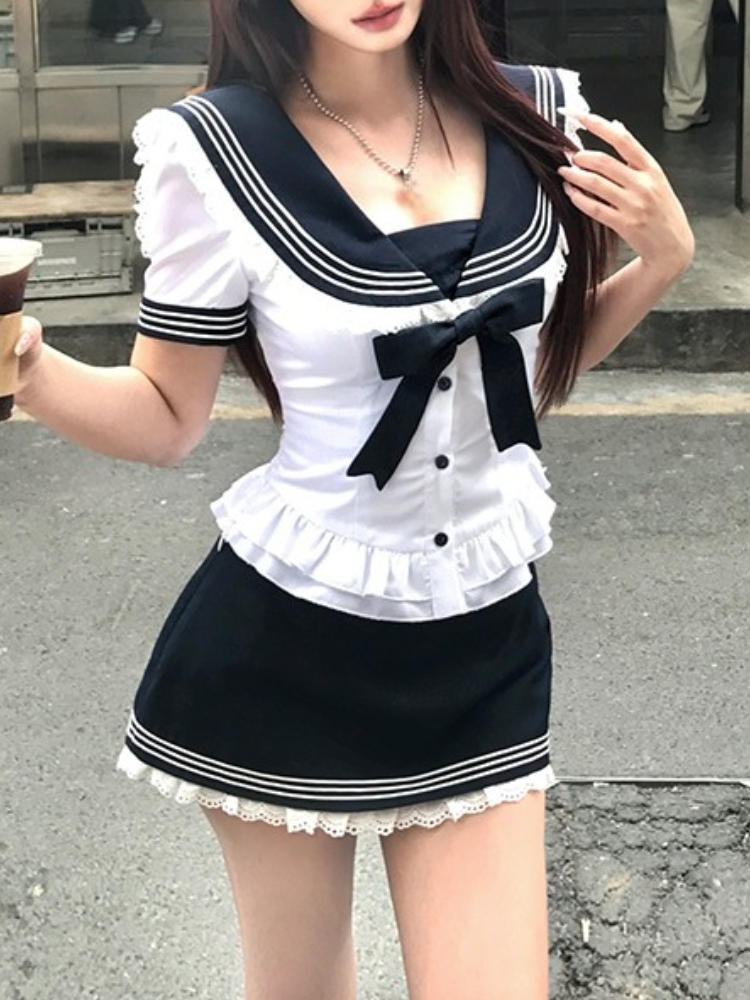 College Style Bow Sweet Two Pi - Summer Alt Clothing ulasan dan harga