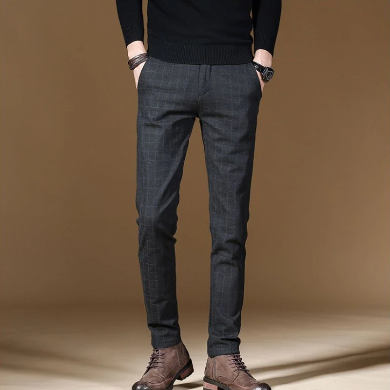 Male Suit Trousers Gray Plaid  - Summer Clothing Cheap ulasan dan harga