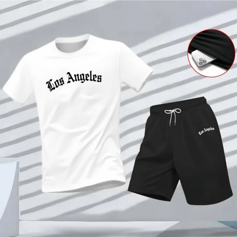 Men's Los Angeles Letter Print - Summer Clothing Haul ulasan dan harga