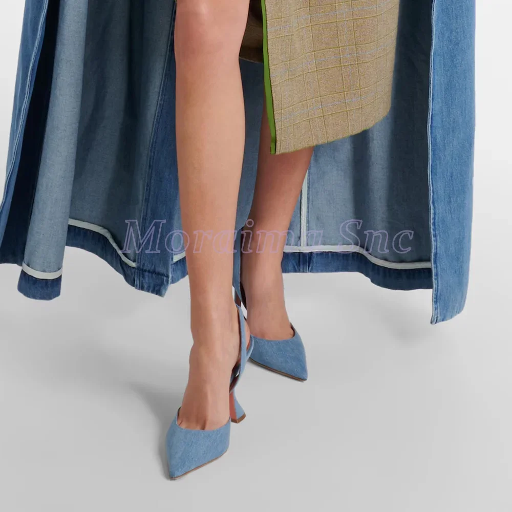 Denim Pointed Toe Sandals Wine - Summer Clothing Collection ulasan dan harga