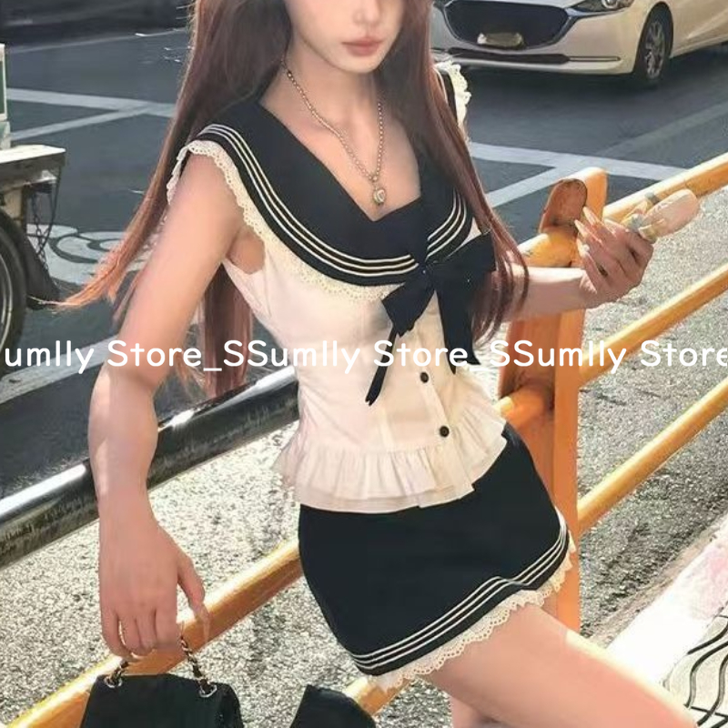 College Style Bow Sweet 2 Piec - Summer Alt Clothing ulasan dan harga