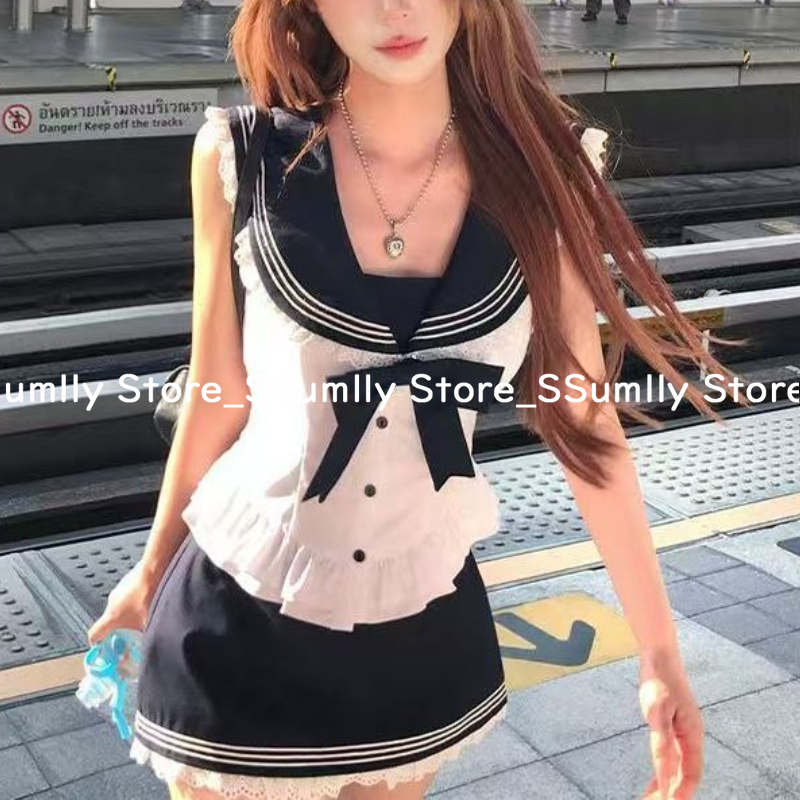 College Style Bow Sweet 2 Piec - Summer Alt Clothing ulasan dan harga