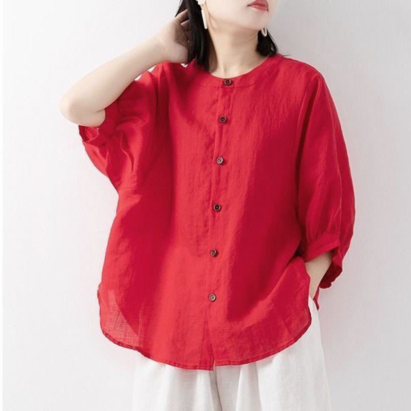 Cotton and linen shirt women's - Summer Clothing Linen ulasan dan harga
