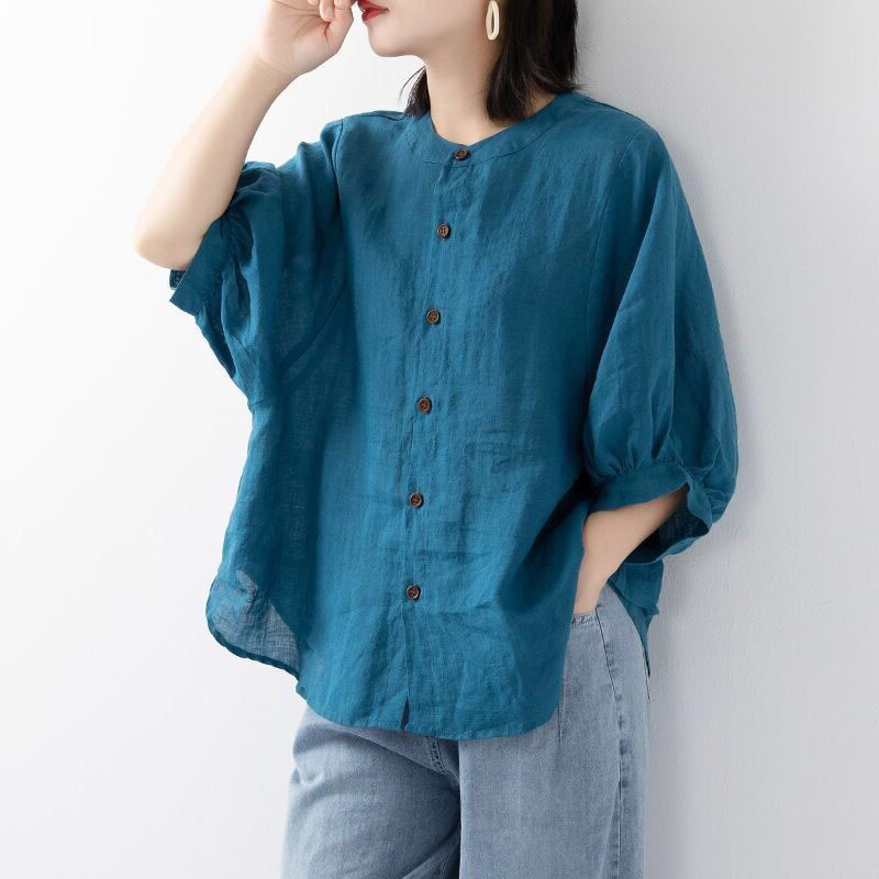 Cotton and linen shirt women's - Summer Clothing Linen ulasan dan harga