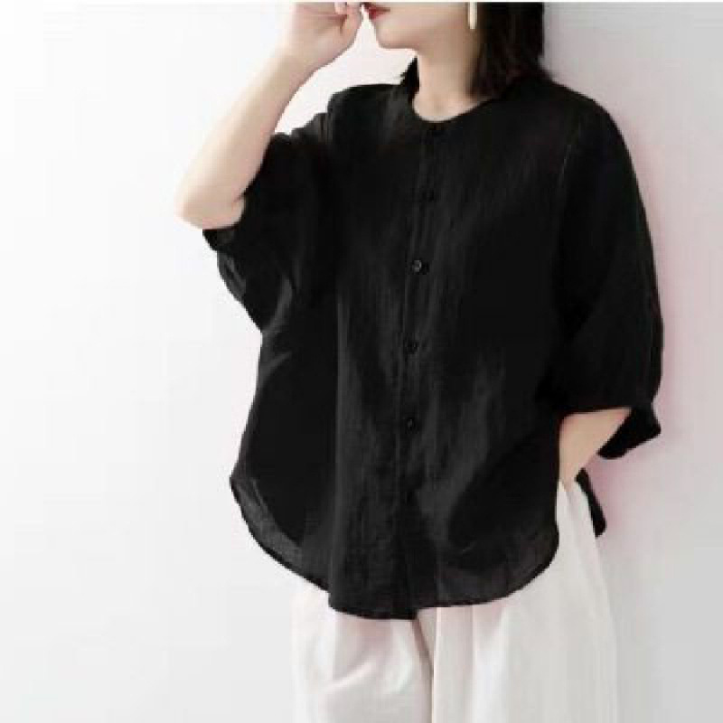 Cotton and linen shirt women's - Summer Clothing Linen ulasan dan harga