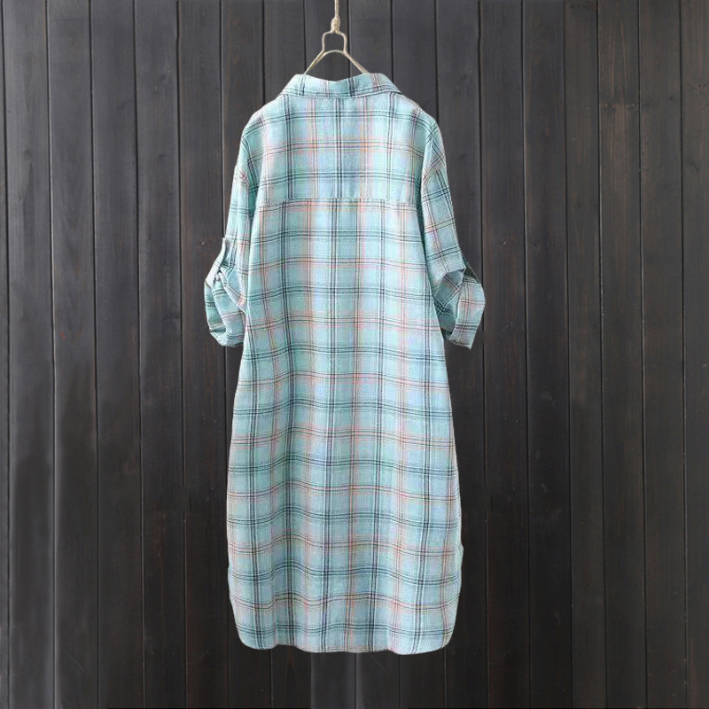 Plaid shirt women's summer lon - Summer Clothing Linen ulasan dan harga