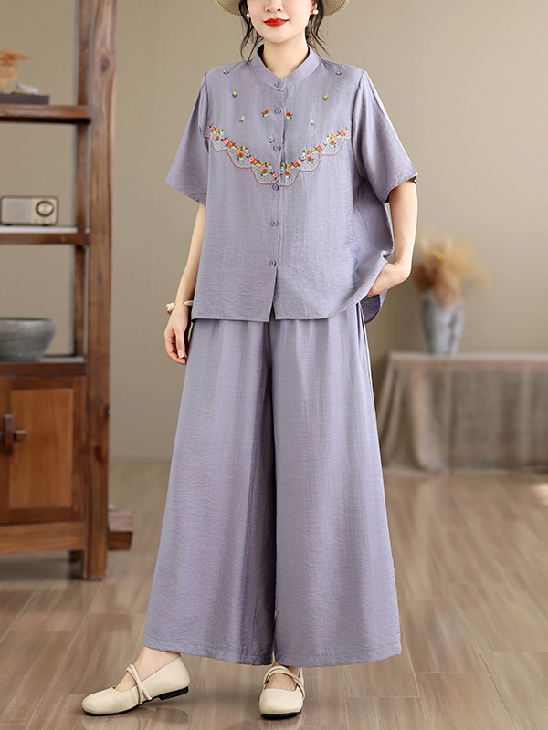 Embroidered Cotton Linen Short - Summer Clothing Linen ulasan dan harga