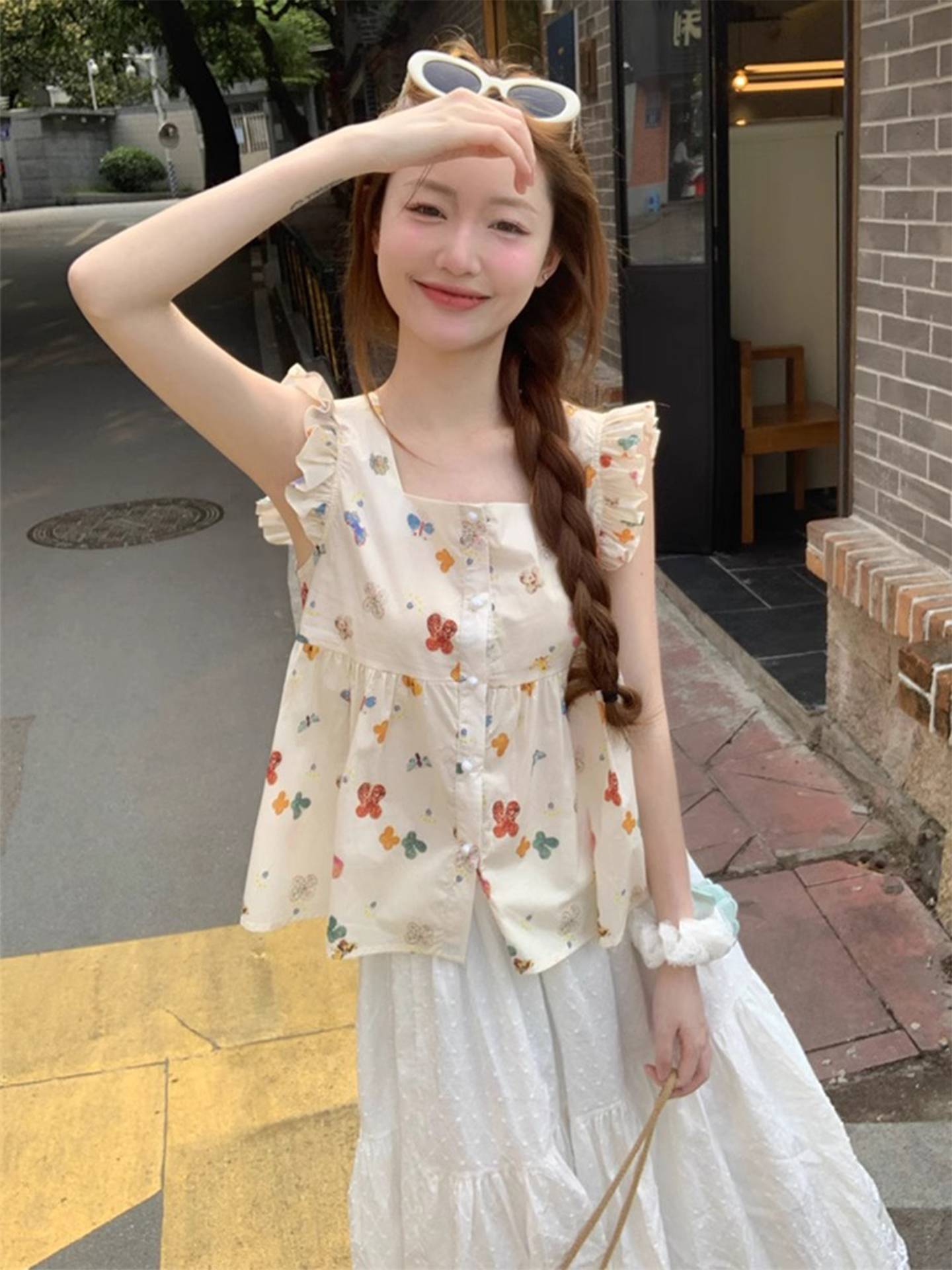 Sweet Style Floral Print Blous - Summer Clothing Young Women ulasan dan harga