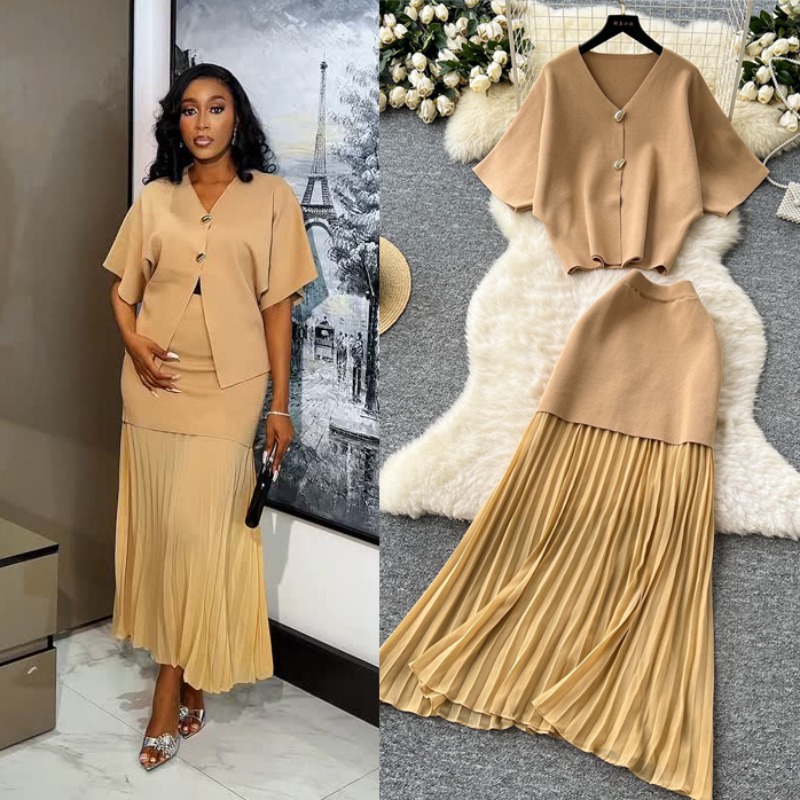 Knit Two Piece Women Top Dress - Summer Clothing Linen ulasan dan harga