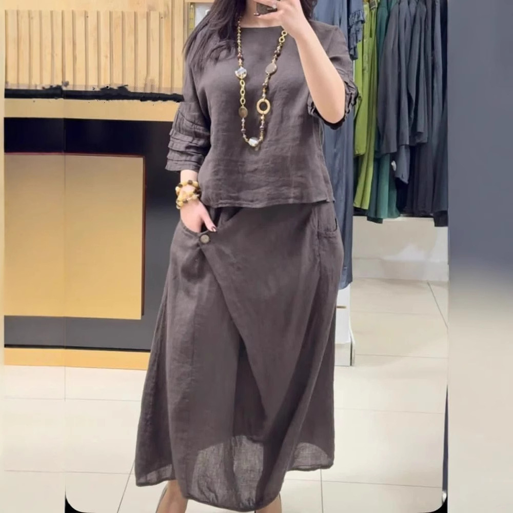 Women's Cotton Linen Skirts Se - Summer Clothing Linen ulasan dan harga