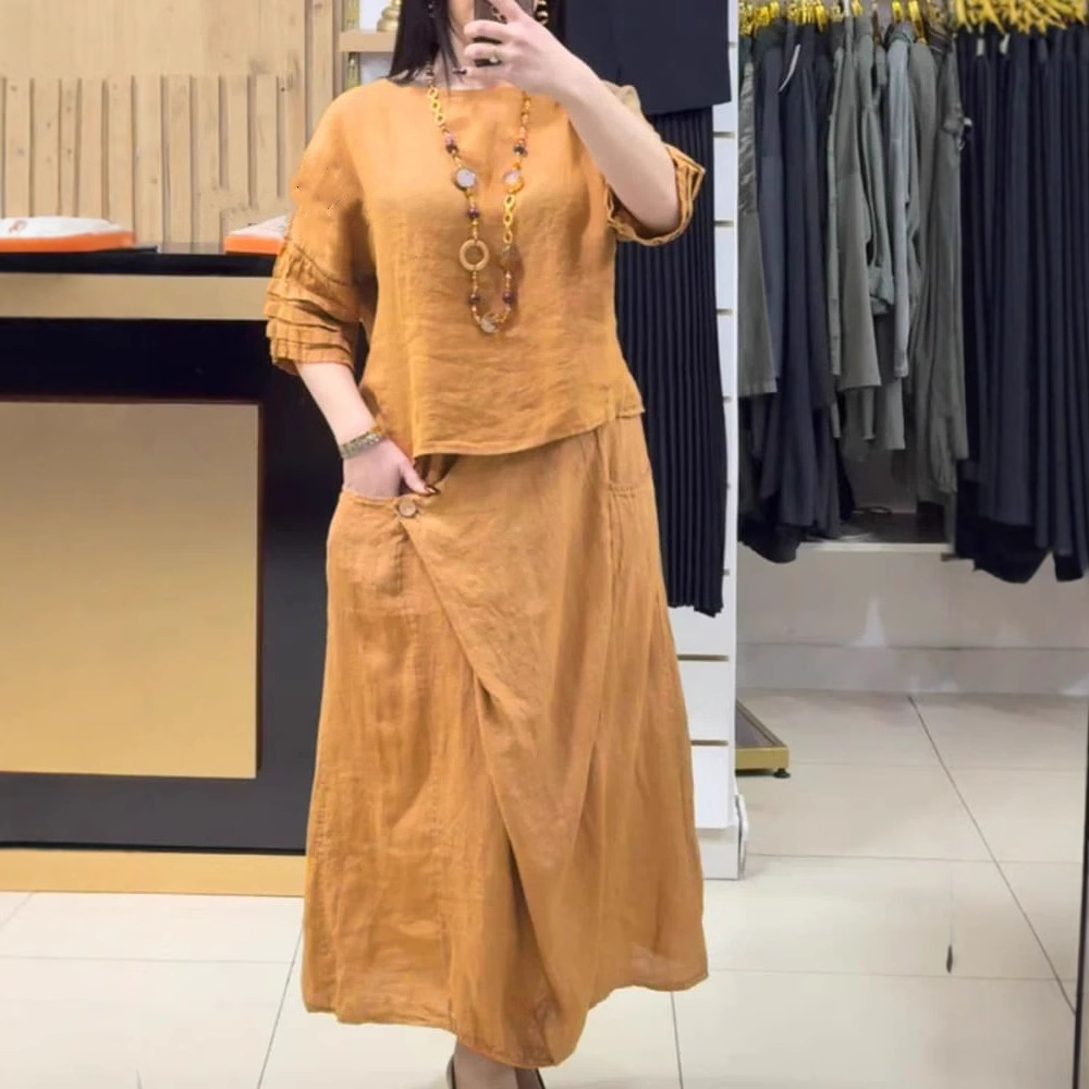 Women's Cotton Linen Skirts Se - Summer Clothing Linen ulasan dan harga