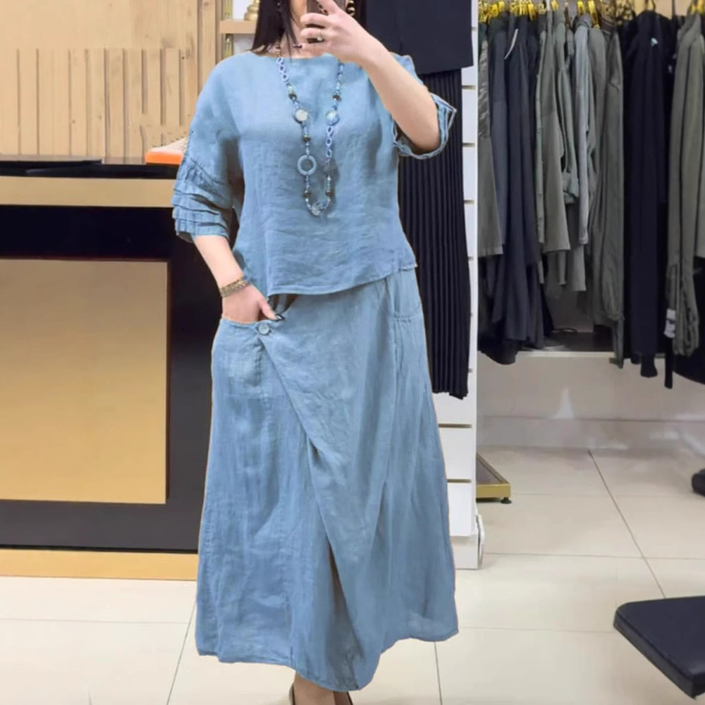 Women's Cotton Linen Skirts Se - Summer Clothing Linen ulasan dan harga