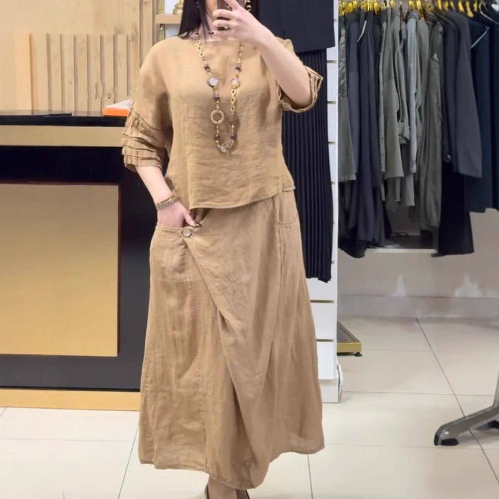 Women's Cotton Linen Skirts Se - Summer Clothing Linen ulasan dan harga